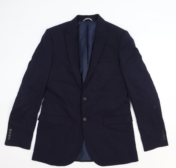 Marks and Spencer Mens Blue Paisley Wool Jacket Blazer Size XL Regular