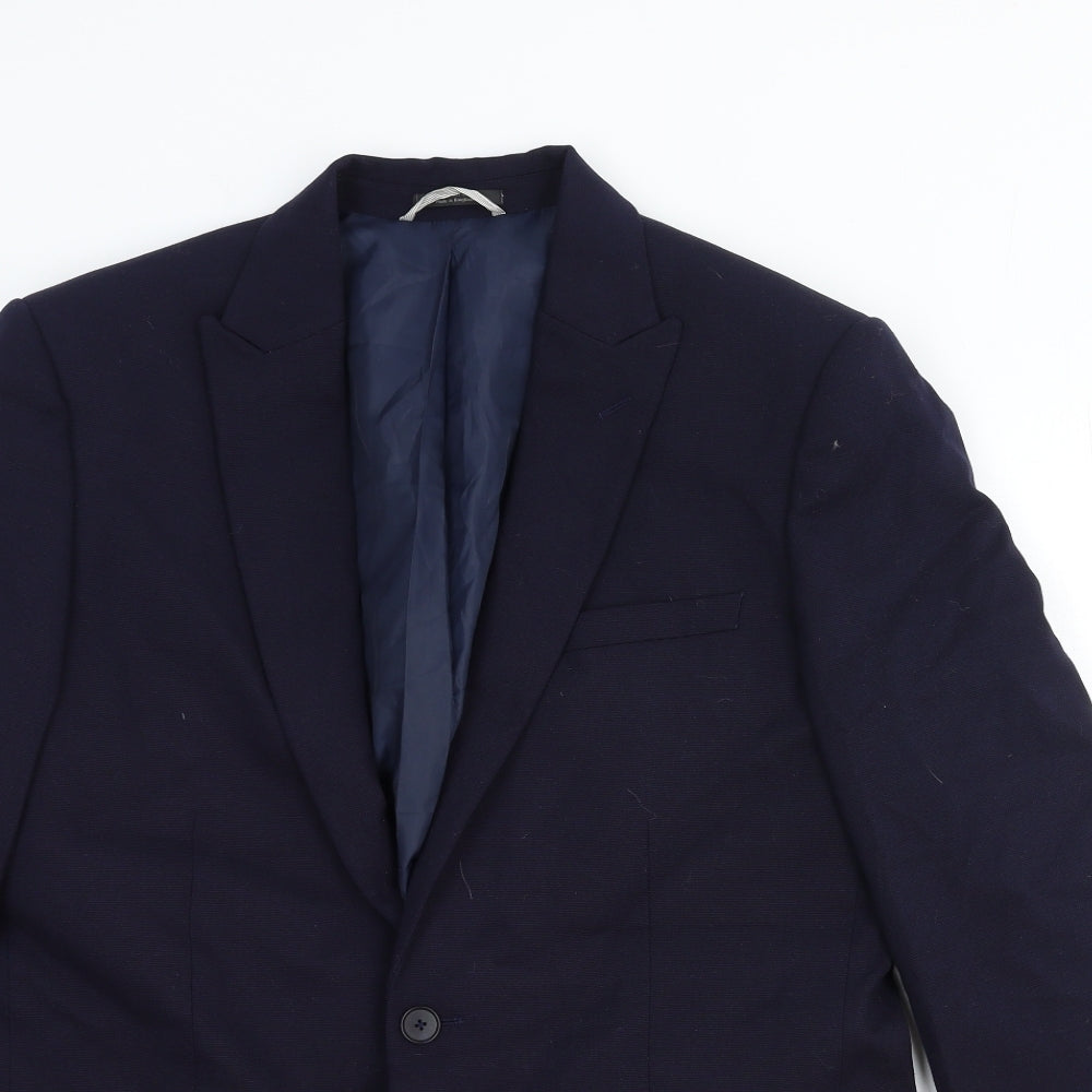 Marks and Spencer Mens Blue Paisley Wool Jacket Blazer Size XL Regular