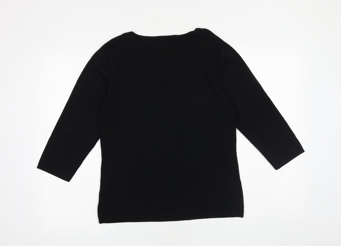 Sky Designs Womens Black Viscose Basic T-Shirt Size 10 Scoop Neck