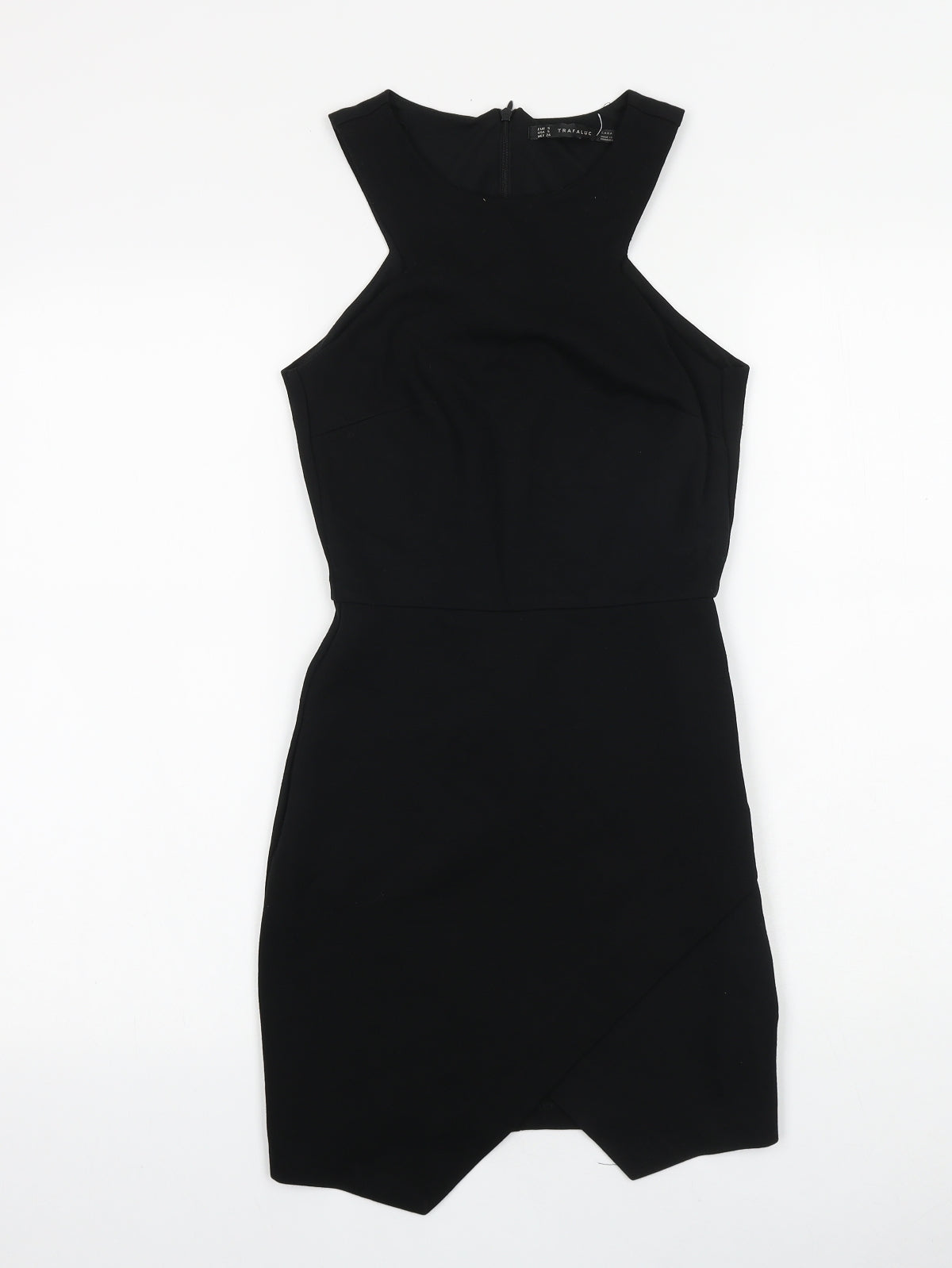 Zara Womens Black Herringbone Viscose Mini Size S Round Neck Zip