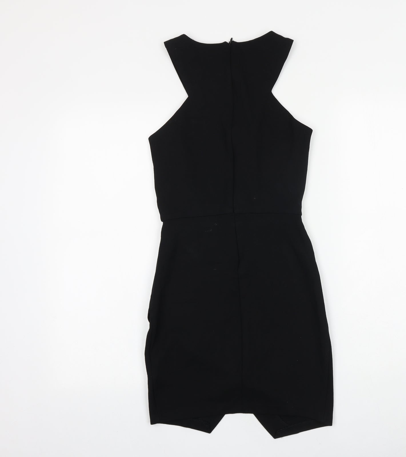 Zara Womens Black Herringbone Viscose Mini Size S Round Neck Zip