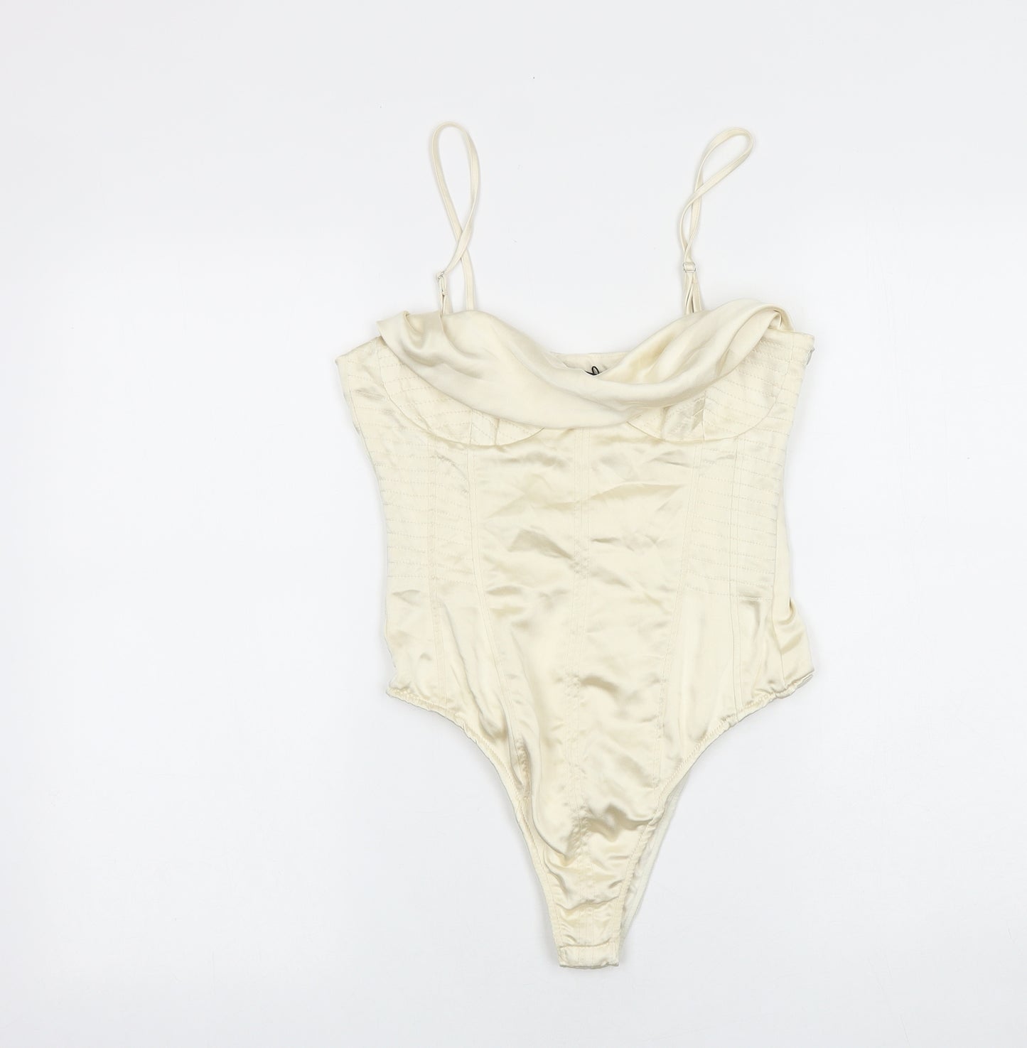 Zara Womens Gold Polyester Bodysuit One-Piece Size XS Snap
