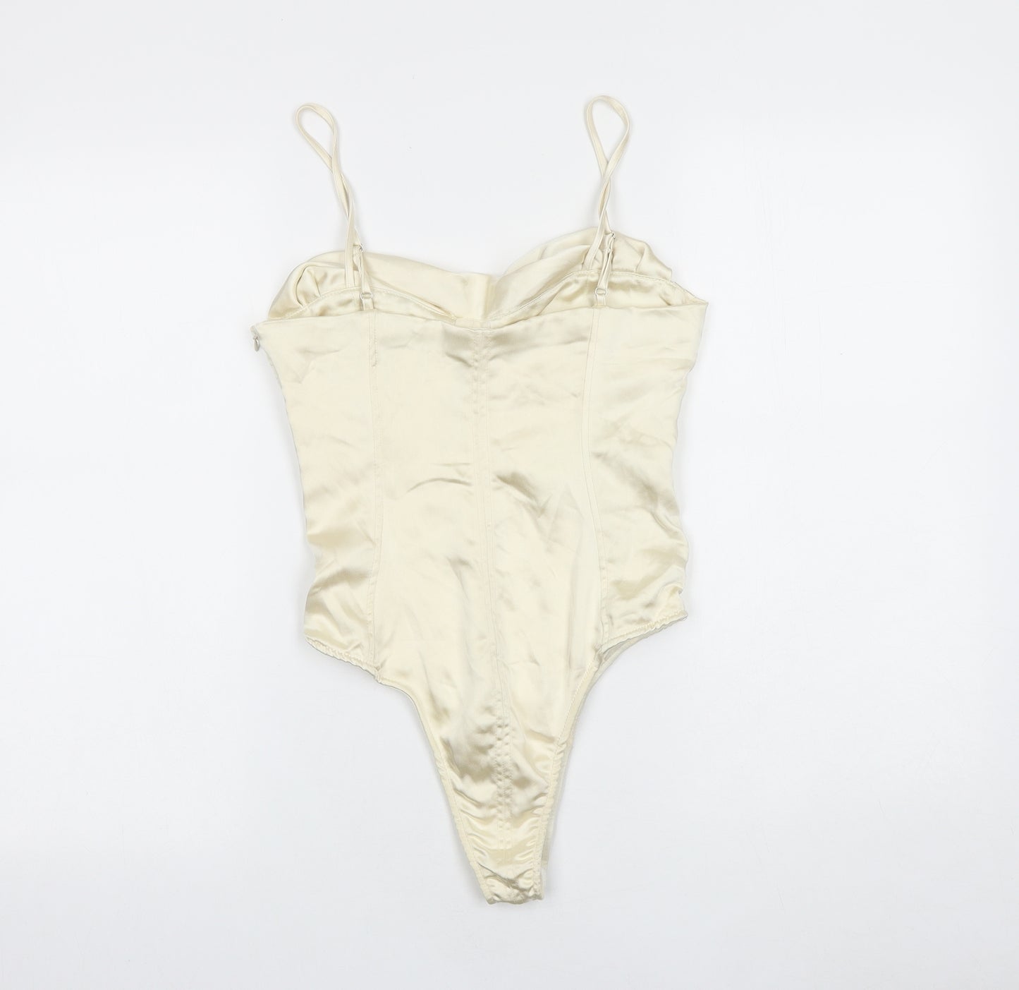 Zara Womens Gold Polyester Bodysuit One-Piece Size XS Snap