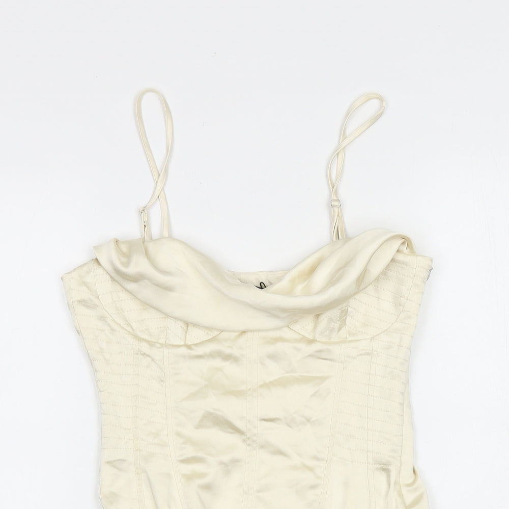 Zara Womens Gold Polyester Bodysuit One-Piece Size XS Snap