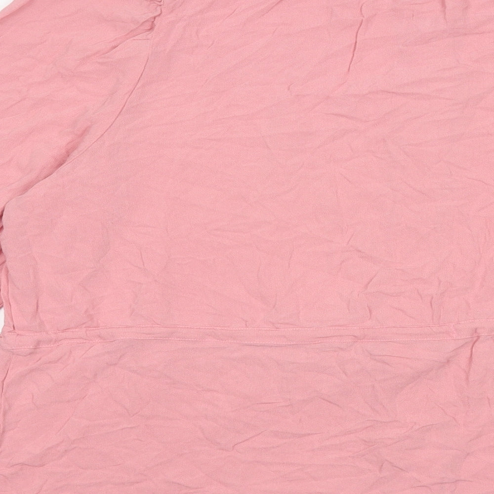 Marks and Spencer Womens Pink Polyester Basic Button-Up Size 16 Round Neck