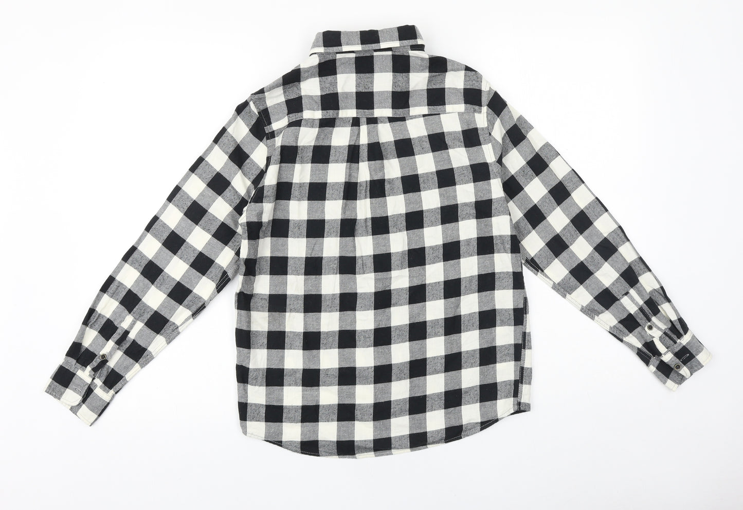 Zara Boys Black Check 100% Cotton Basic Button-Up Size 11-12 Years Collared Button