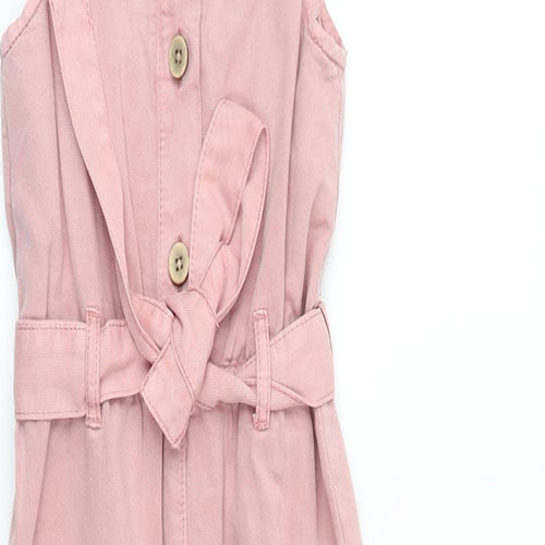 F&F Girls Pink 100% Cotton Jumpsuit One-Piece Size 5-6 Years Button