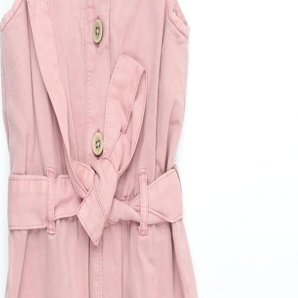 F&F Girls Pink 100% Cotton Jumpsuit One-Piece Size 5-6 Years Button