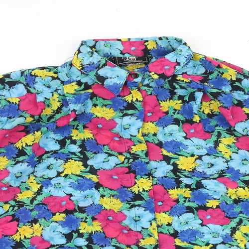 Foxy Lady Womens Multicoloured Floral Polyester Basic Button-Up Size 12 Collared