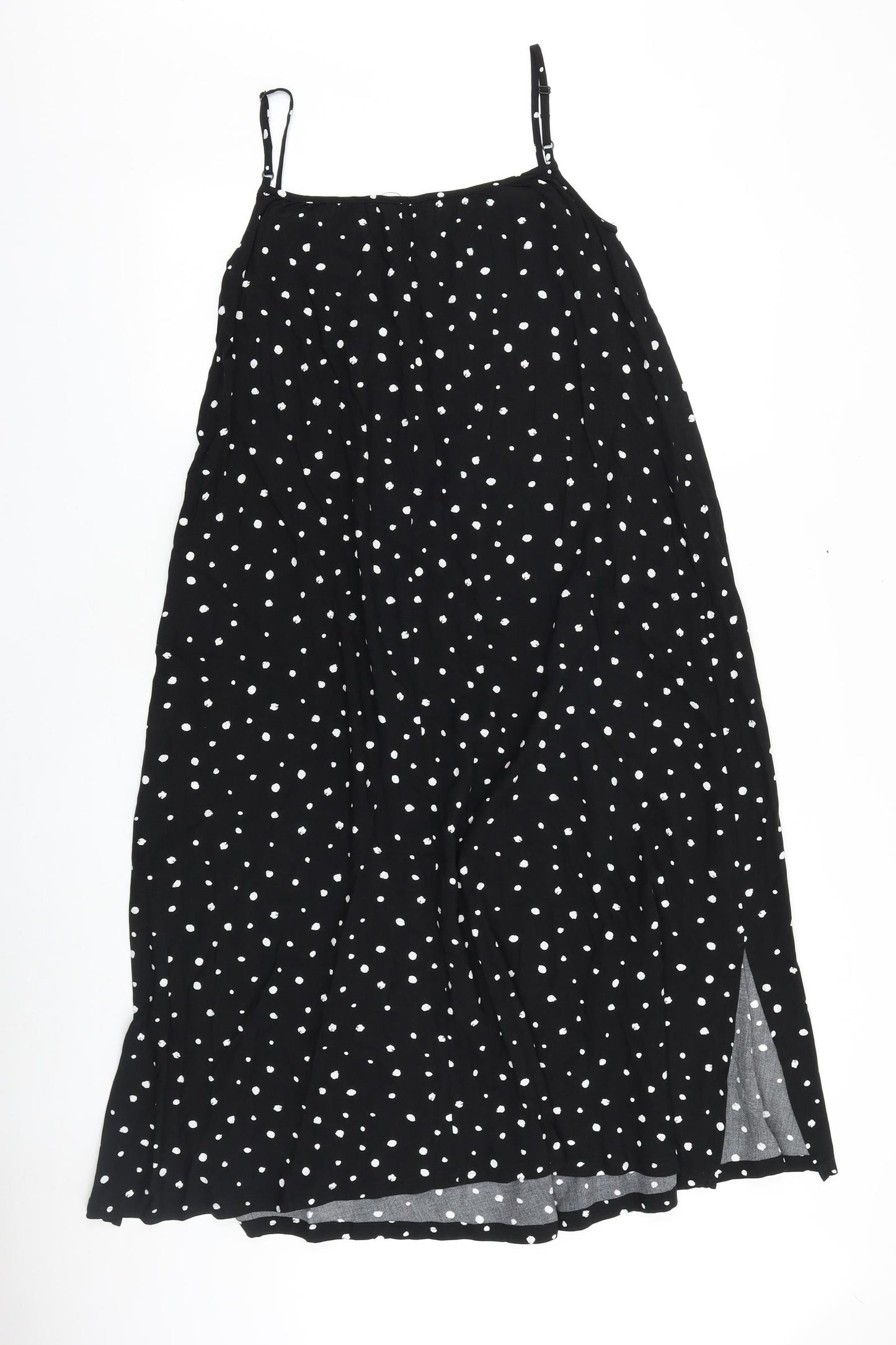 Marks and Spencer Womens Black Geometric 100% Cotton A-Line Size 6 Square Neck Pullover