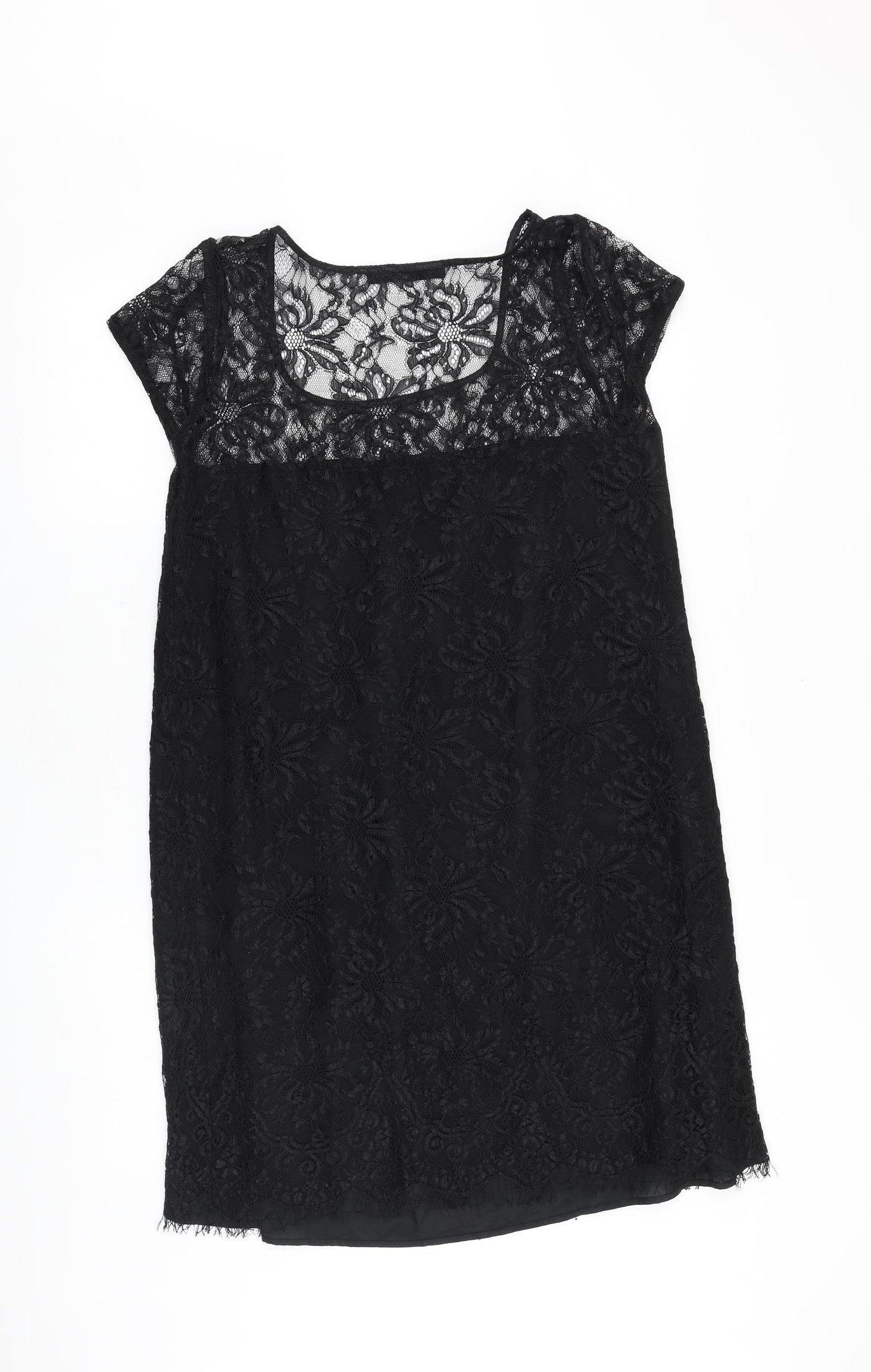 OuiSet Womens Black Floral Polyester A-Line Size 16 Round Neck Pullover