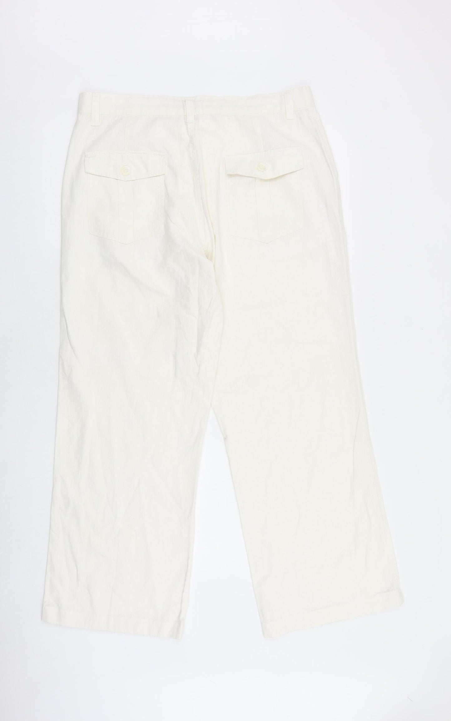 Preworn Womens Ivory Cotton Trousers Size 34 in L30 in Regular Button