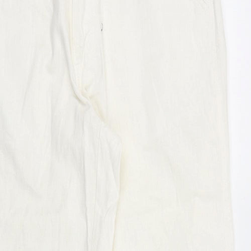 Preworn Womens Ivory Cotton Trousers Size 34 in L30 in Regular Button