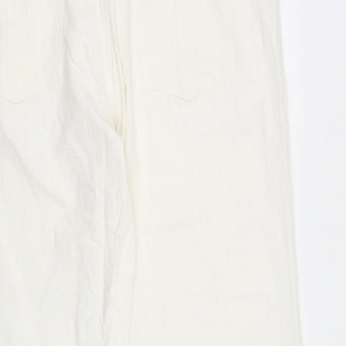 Preworn Womens Ivory Cotton Trousers Size 34 in L30 in Regular Button