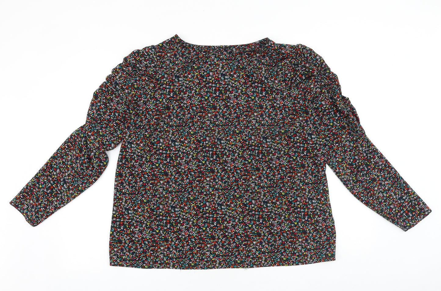 Matalan Womens Black Geometric Viscose Basic Blouse Size 18 Round Neck