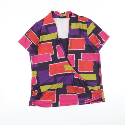 Kaleidoscope Womens Multicoloured Geometric Viscose Basic Blouse Size 12 V-Neck
