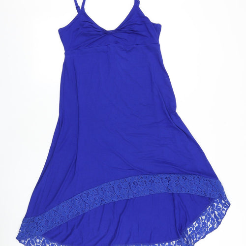 Kenar Womens Blue 100% Cotton Trapeze & Swing Size M V-Neck Pullover