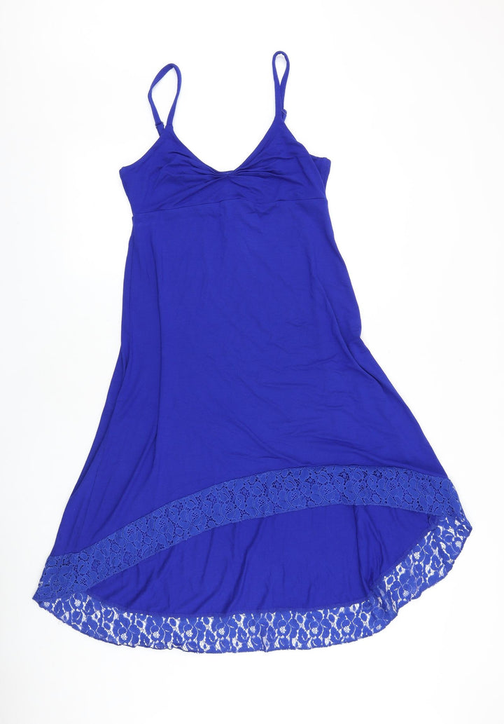 Kenar Womens Blue 100% Cotton Trapeze & Swing Size M V-Neck Pullover