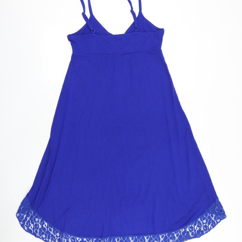 Kenar Womens Blue 100% Cotton Trapeze & Swing Size M V-Neck Pullover