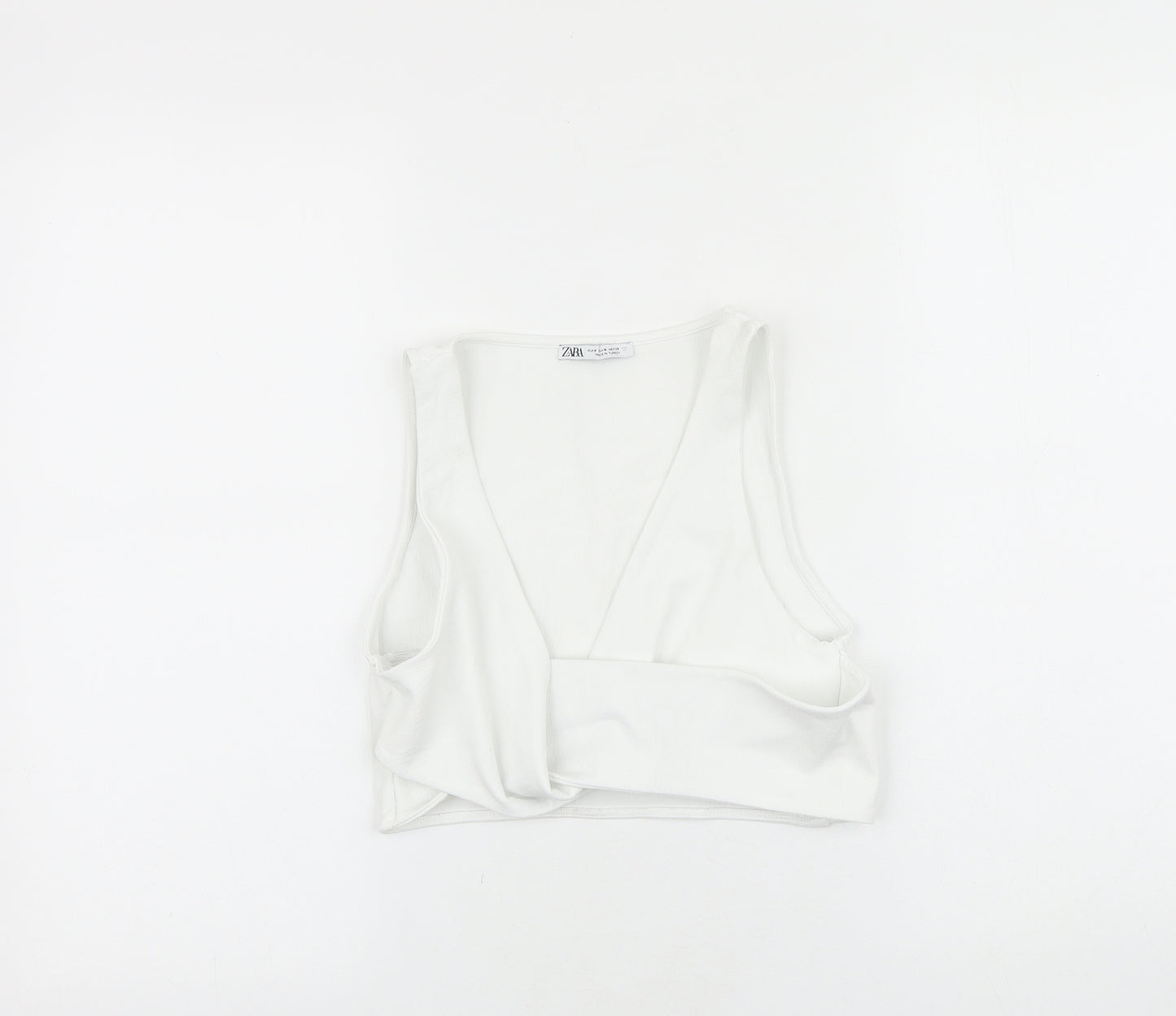 Zara Womens White Polyester Cropped Tank Size M Square Neck