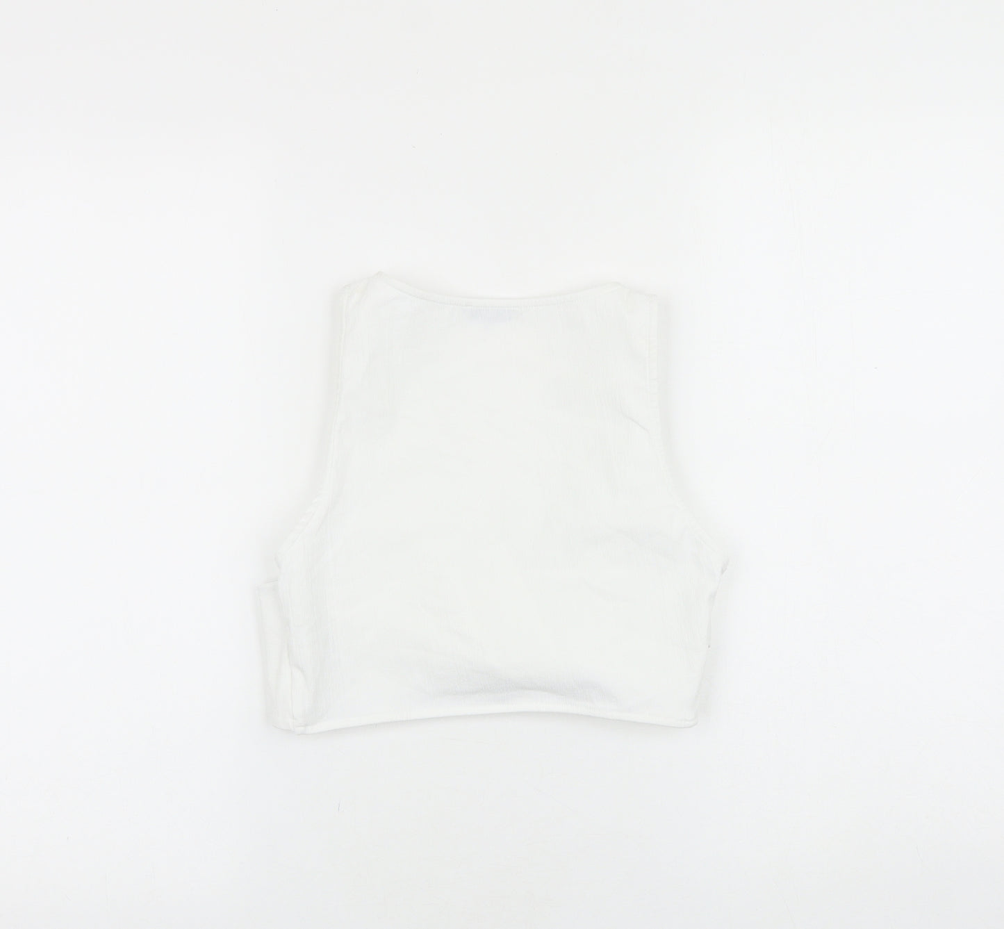 Zara Womens White Polyester Cropped Tank Size M Square Neck