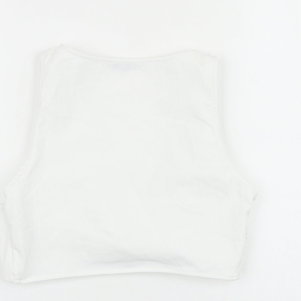 Zara Womens White Polyester Cropped Tank Size M Square Neck