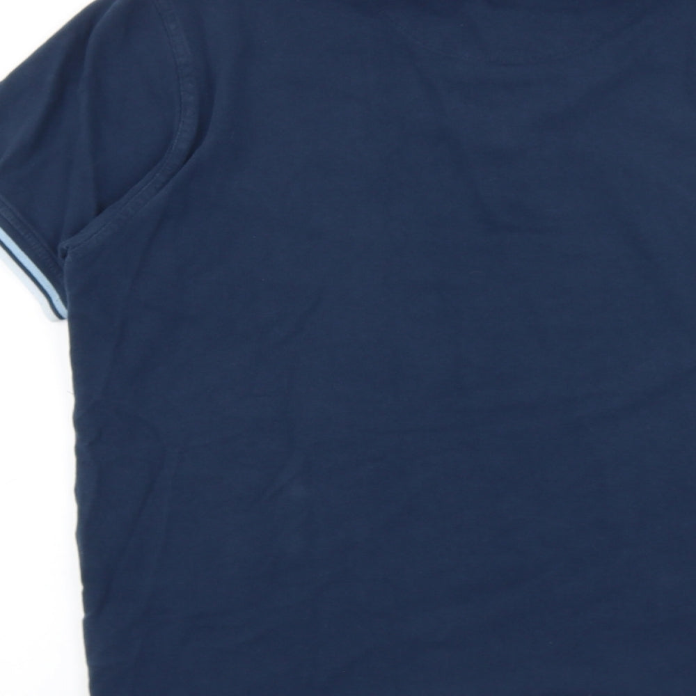 Pierre Cardin Mens Blue 100% Cotton Polo Size L Collared Button