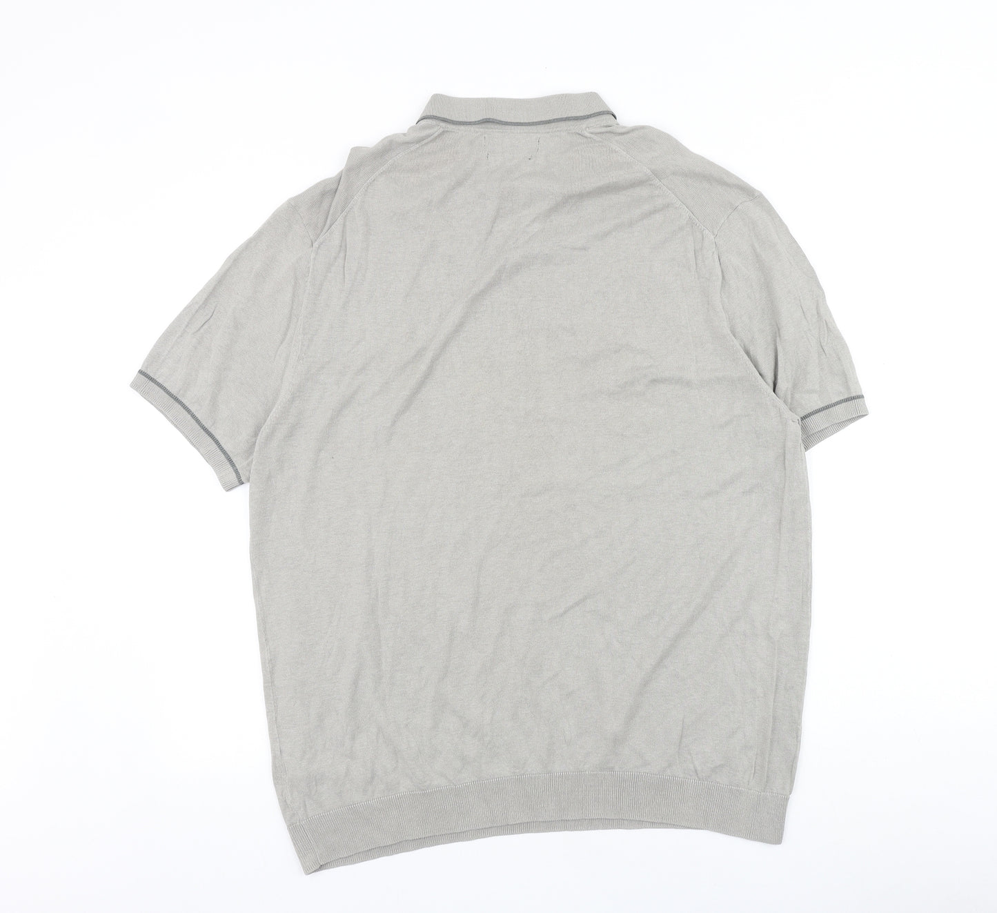 Marks and Spencer Mens Grey Cotton Polo Size XL Collared Button