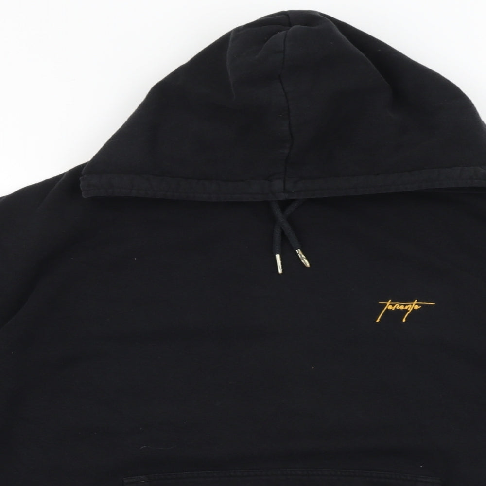 New Look Mens Black Cotton Pullover Hoodie Size L