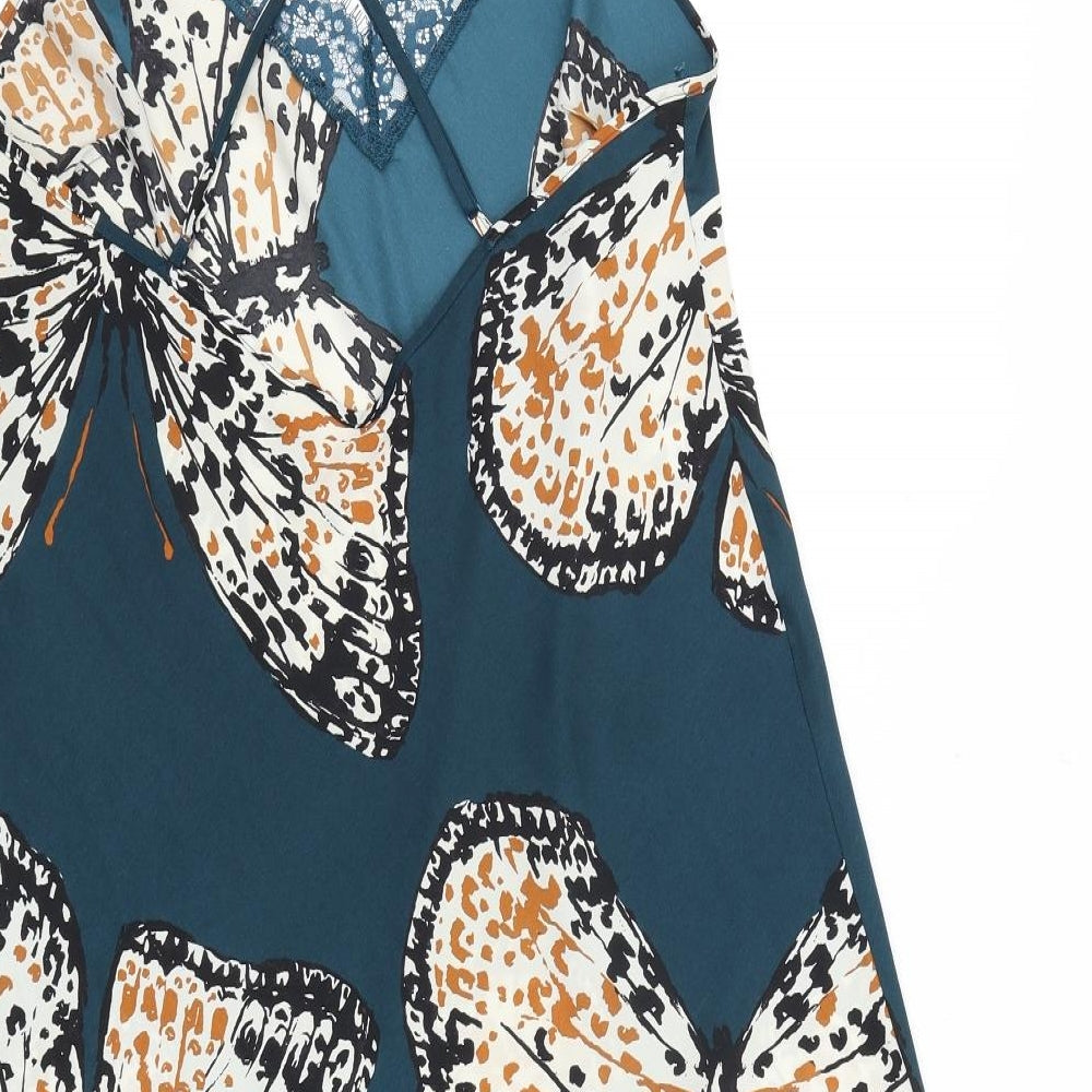 Marks and Spencer Womens Green Geometric Polyester Top Dress Size 14 - Butterfly Print