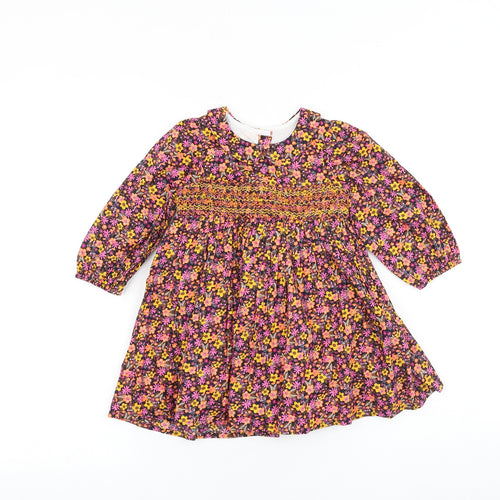 Matalan Multicoloured Floral 100% Cotton A-Line Size 12-18 Months Round Neck Button