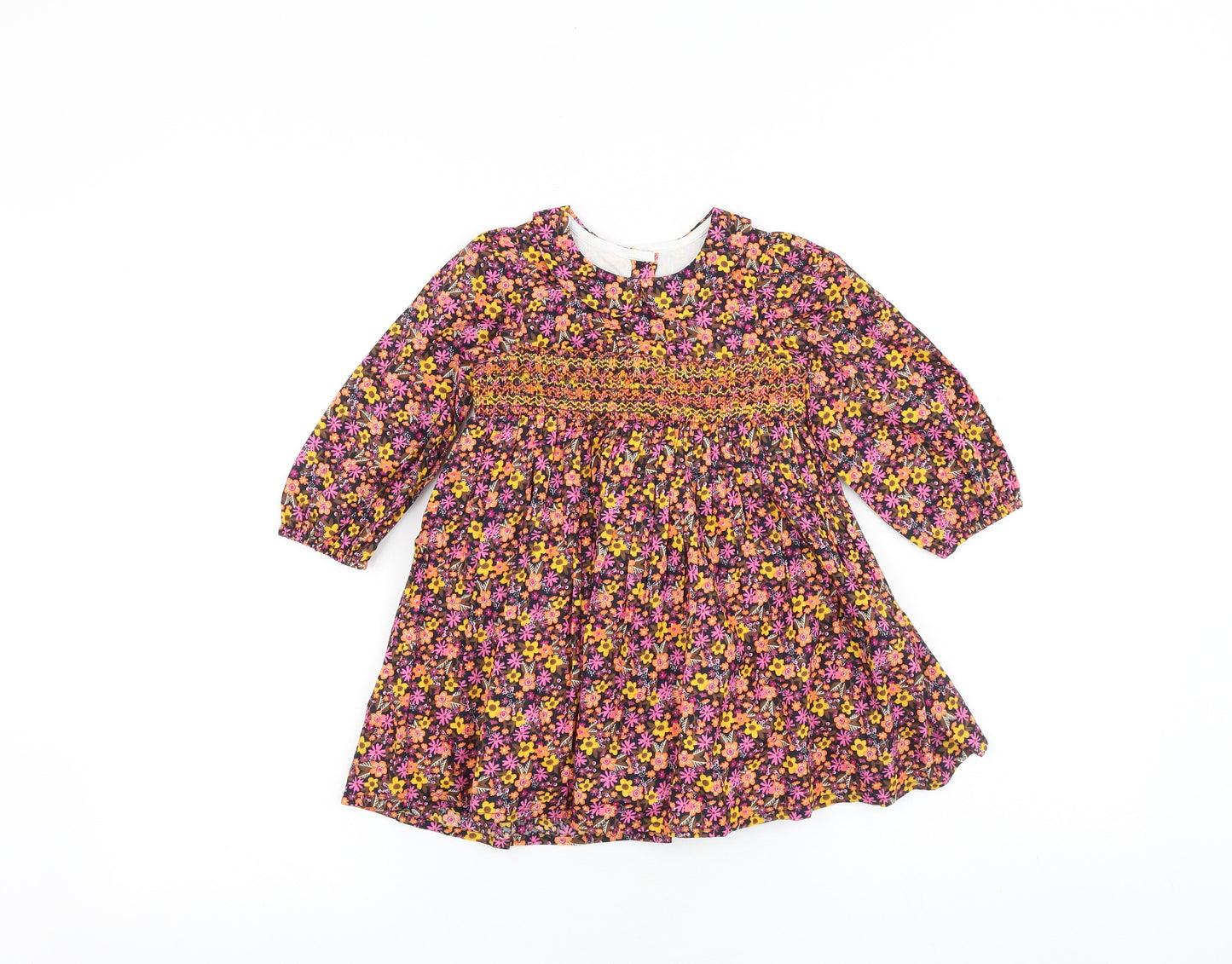 Matalan Multicoloured Floral 100% Cotton A-Line Size 12-18 Months Round Neck Button