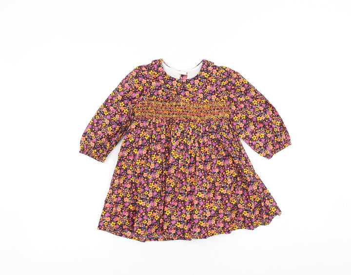 Matalan Multicoloured Floral 100% Cotton A-Line Size 12-18 Months Round Neck Button