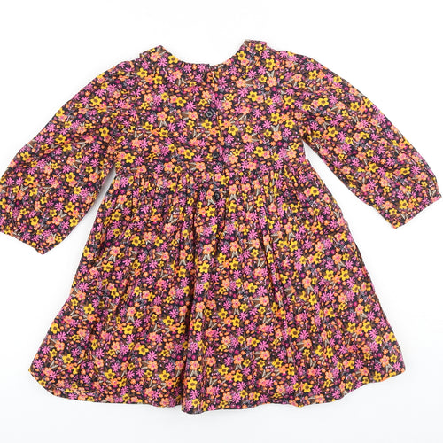 Matalan Multicoloured Floral 100% Cotton A-Line Size 12-18 Months Round Neck Button
