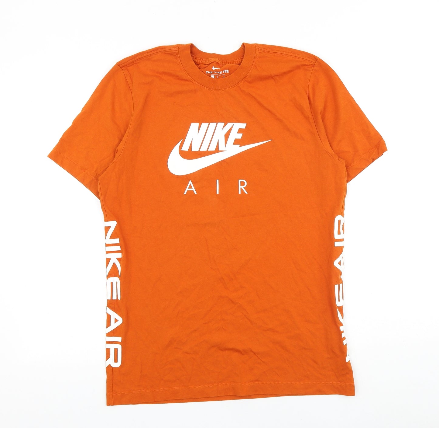 Nike Mens Orange Cotton T-Shirt Size M Round Neck