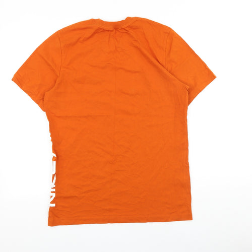 Nike Mens Orange Cotton T-Shirt Size M Round Neck