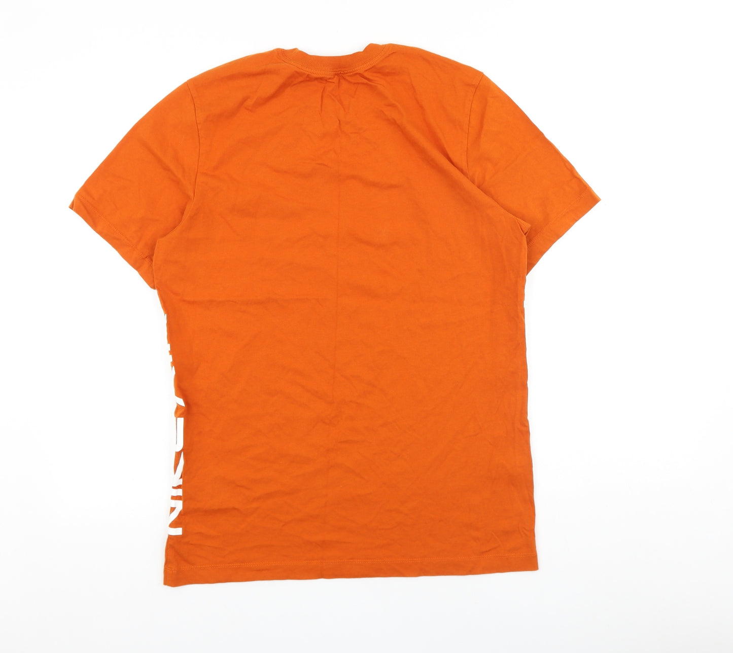 Nike Mens Orange Cotton T-Shirt Size M Round Neck