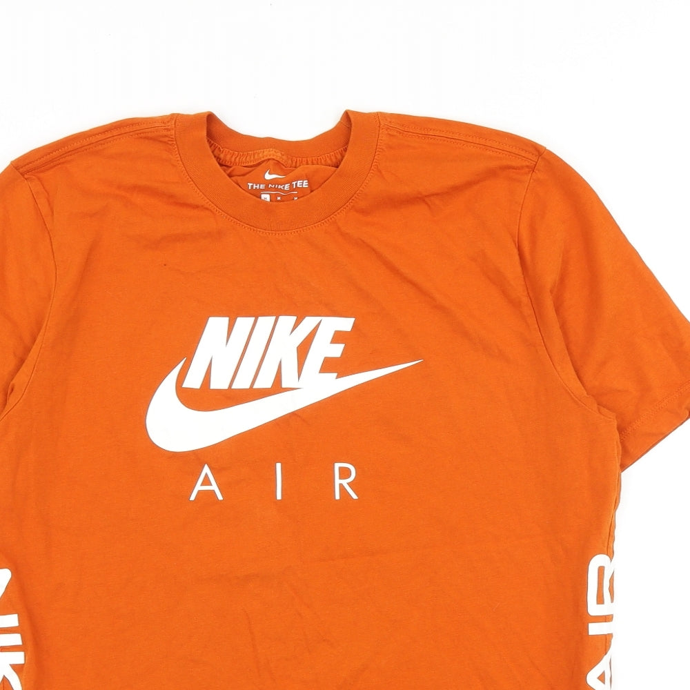 Nike Mens Orange Cotton T-Shirt Size M Round Neck