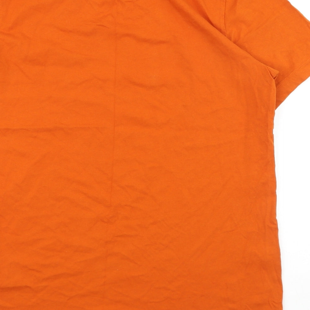Nike Mens Orange Cotton T-Shirt Size M Round Neck