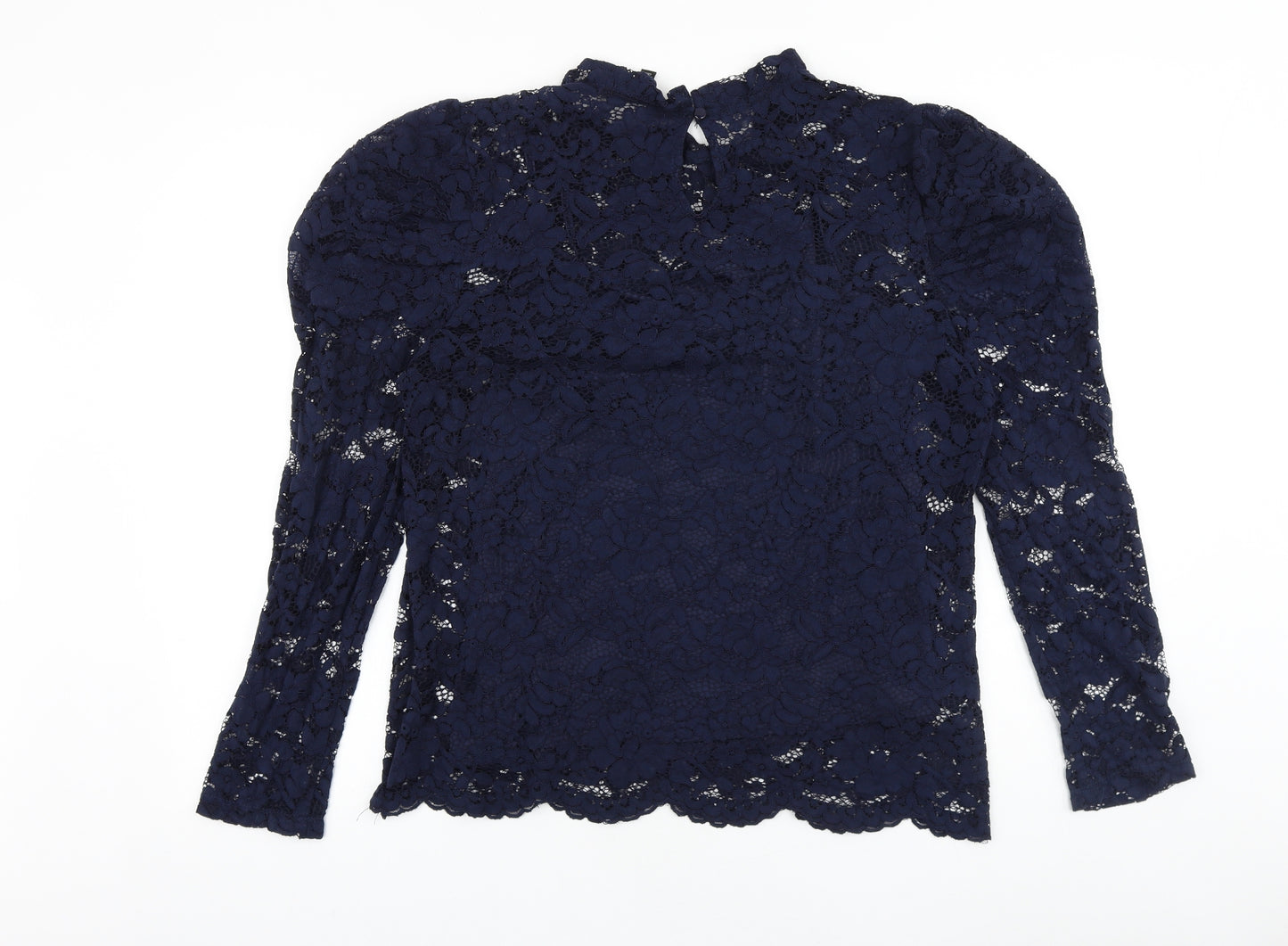 Adiva Womens Blue Polyester Basic Blouse Size XL Round Neck