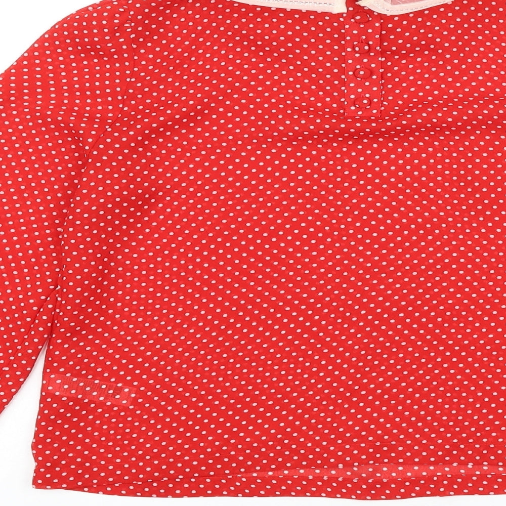 Topshop Womens Red Geometric Polyester Basic Blouse Size 8 Collared