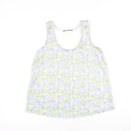 Marks and Spencer Womens Multicoloured Geometric Viscose Basic Tank Size 6 Scoop Neck