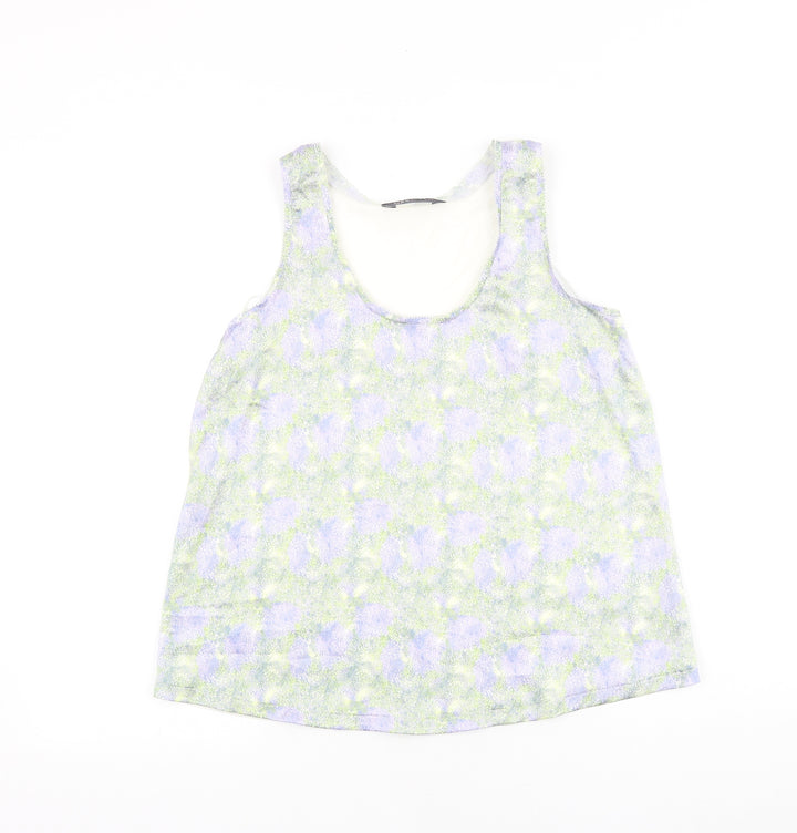 Marks and Spencer Womens Multicoloured Geometric Viscose Basic Tank Size 6 Scoop Neck