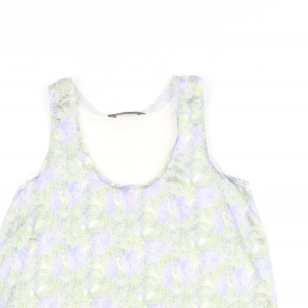 Marks and Spencer Womens Multicoloured Geometric Viscose Basic Tank Size 6 Scoop Neck