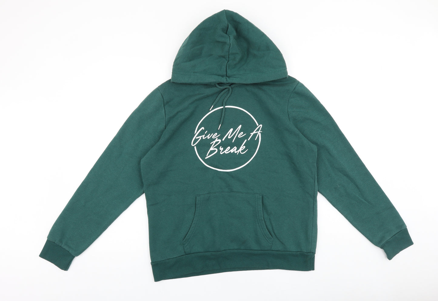 Primark Womens Green Cotton Pullover Hoodie Size L Pullover