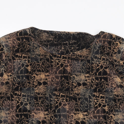 Preworn Womens Black Geometric Polyester Basic T-Shirt Size M Round Neck
