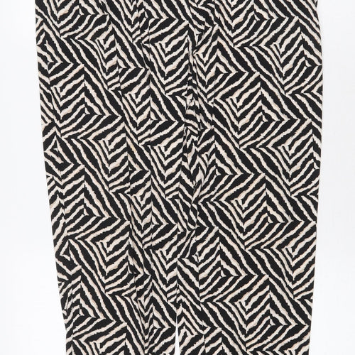 Wallis Womens Black Geometric Polyester Trousers Size 14 Regular
