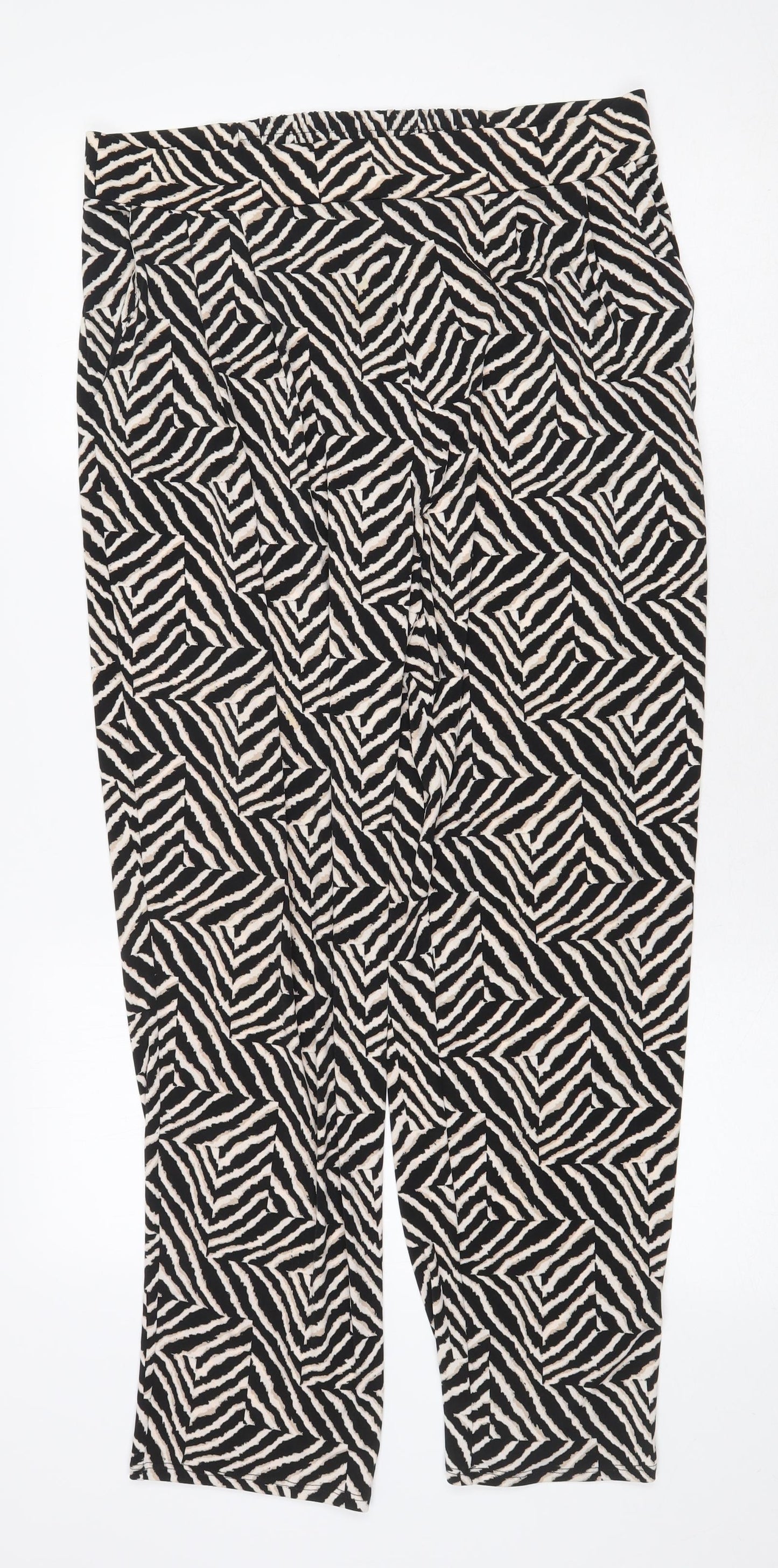 Wallis Womens Black Geometric Polyester Trousers Size 14 Regular