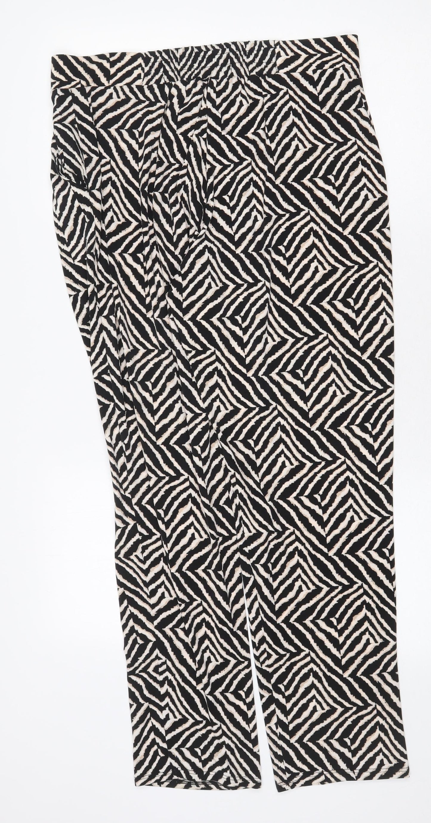 Wallis Womens Black Geometric Polyester Trousers Size 14 Regular