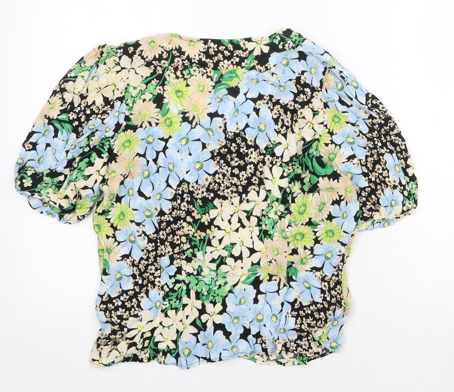 H&M Womens Multicoloured Floral Viscose Basic Blouse Size 12 V-Neck